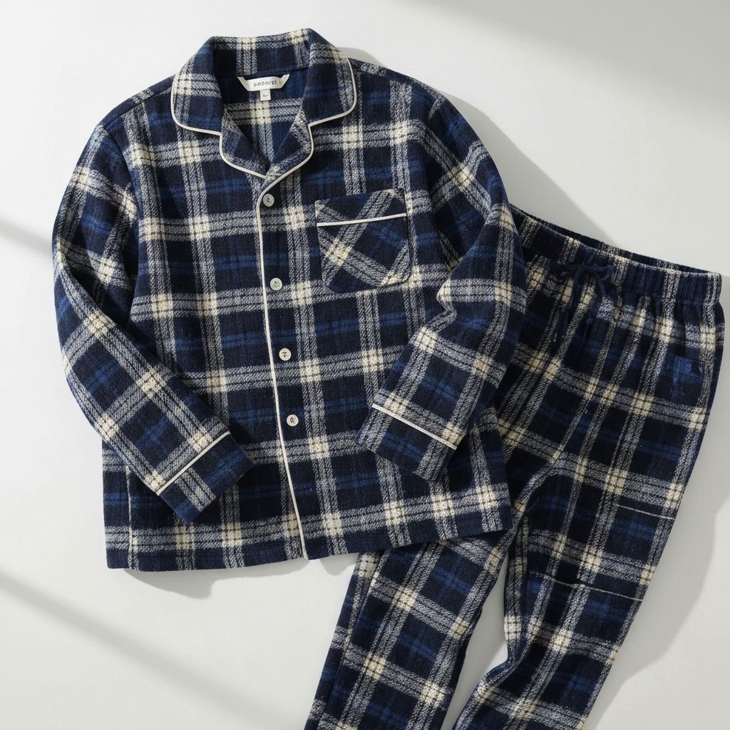 플란넬 체크 파자마