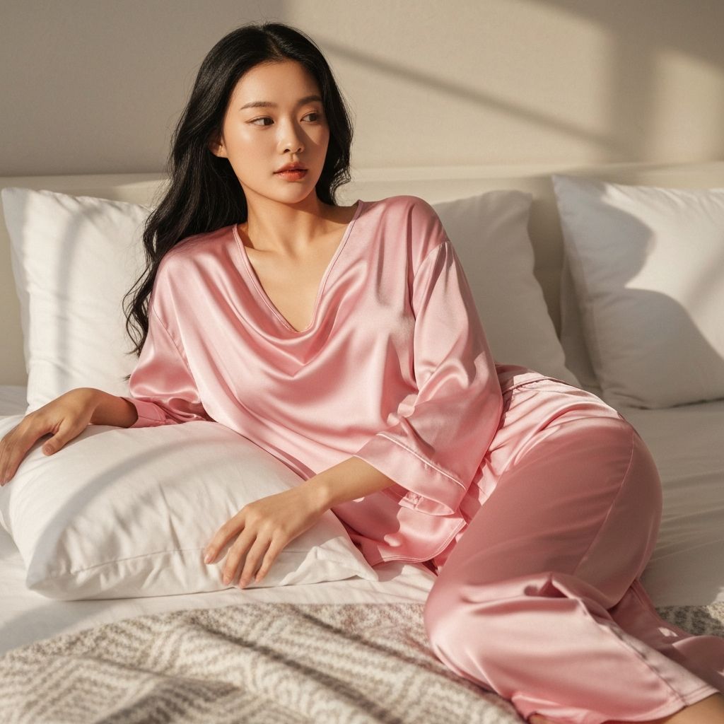 실크 새틴 파자마 세트